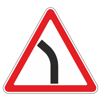 Дорожный знак 1.11.2 «Опасный поворот налево» (металл 0,8 мм, II типоразмер: сторона 900 мм, С/О пленка: тип В алмазная)